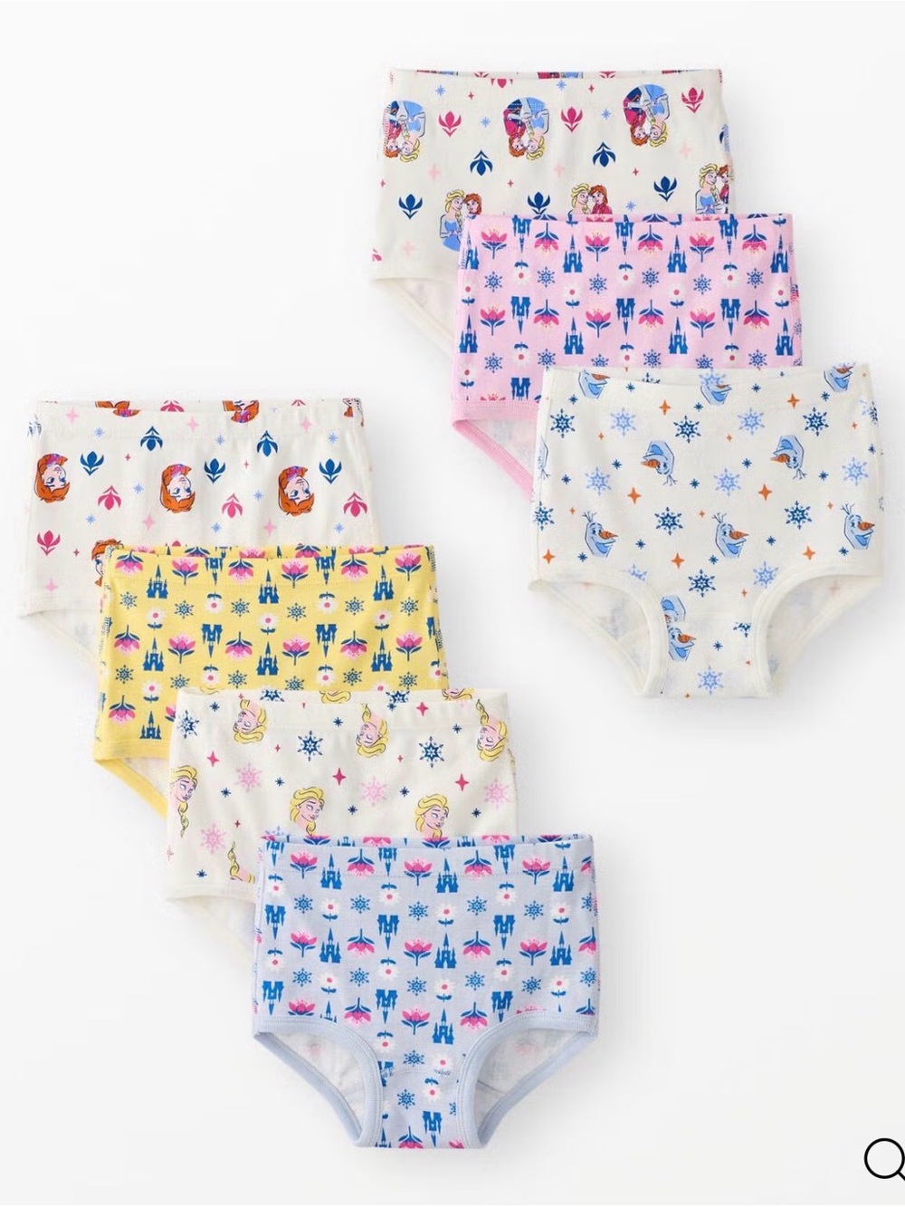 Hanna Andersson Frozen 2 Girls Briefs 7-Pack - White, Pink, Blue